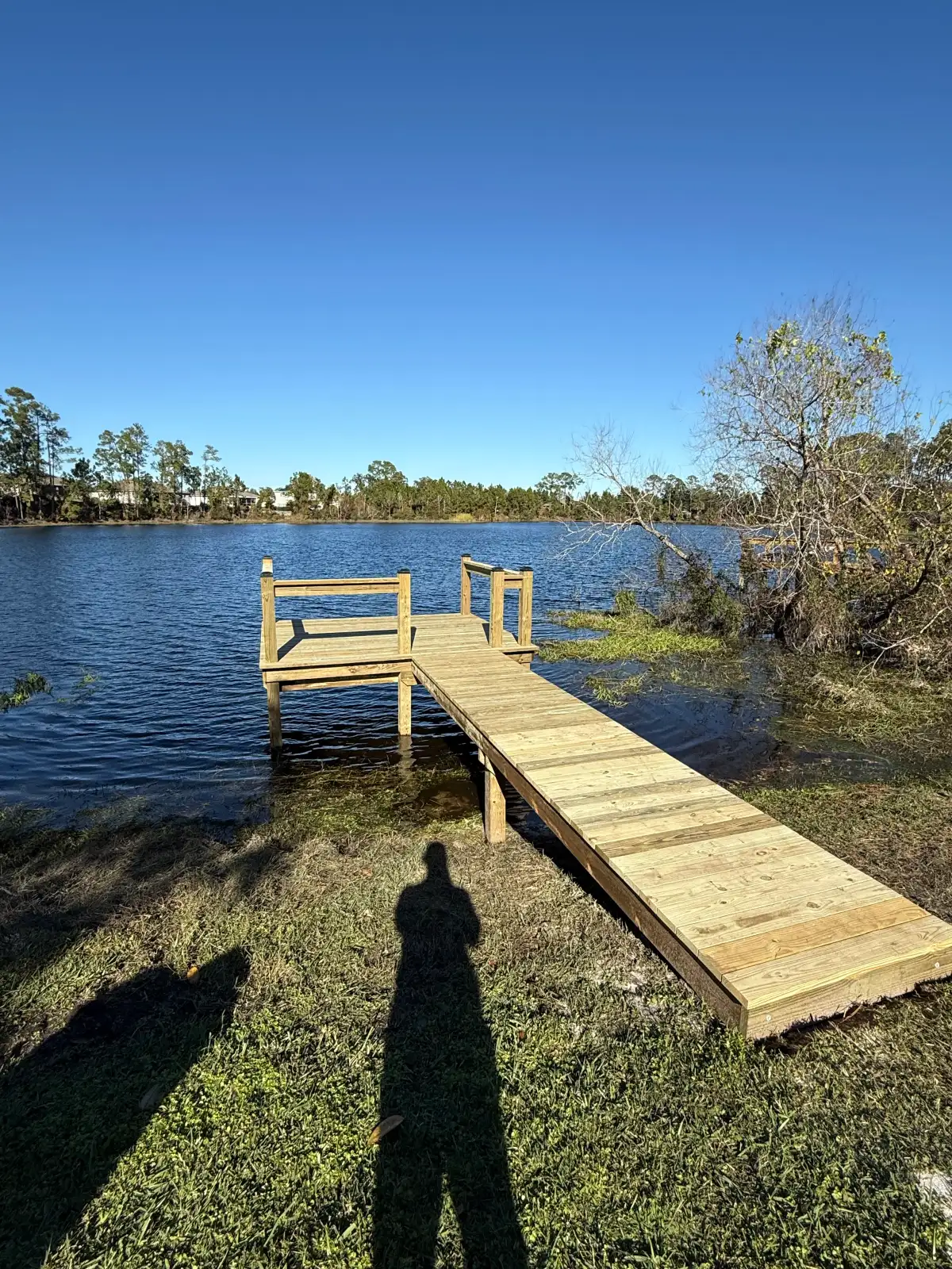 Simple elevated dock platform over the water