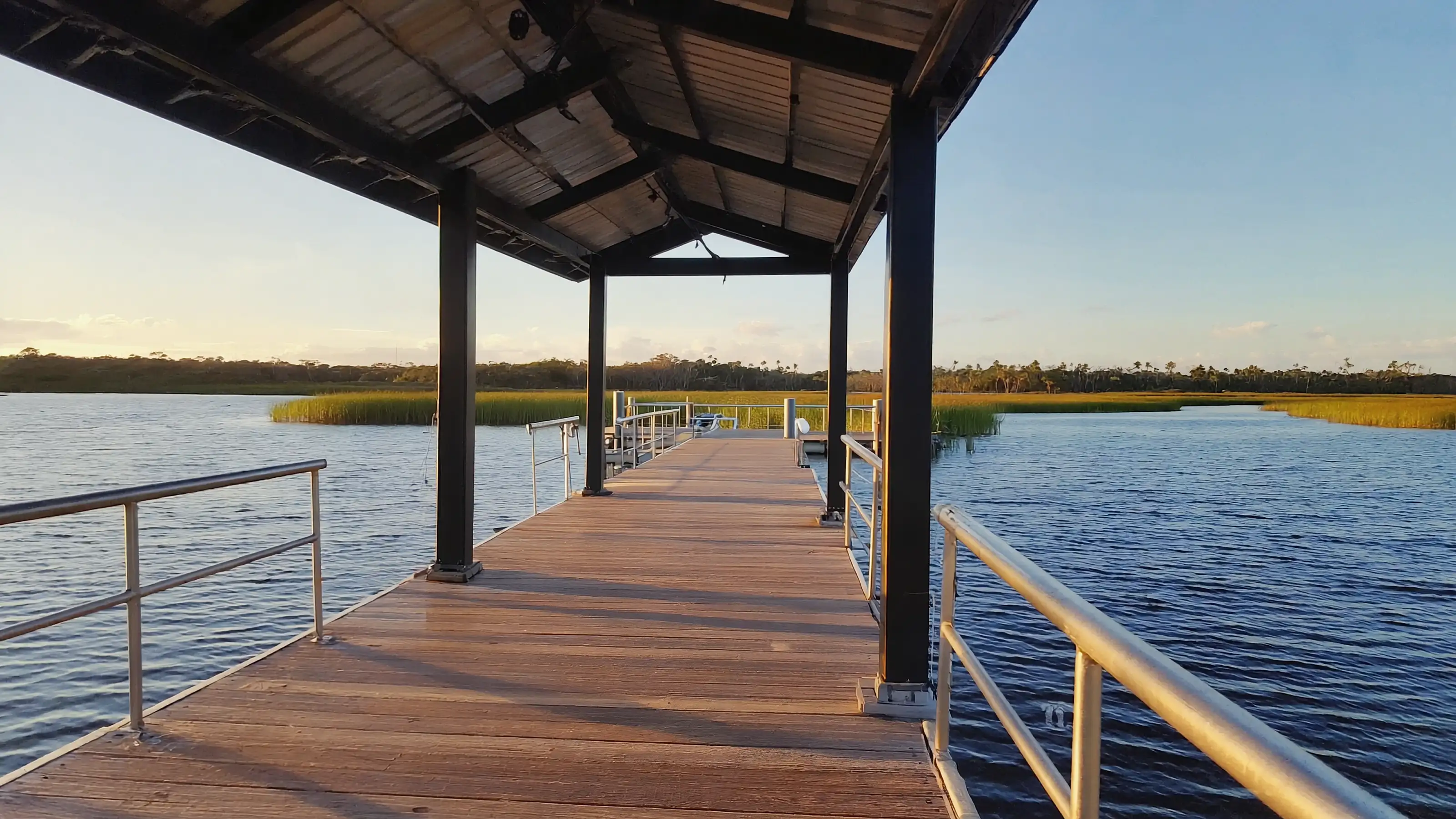 Editorial waterfront dock scene